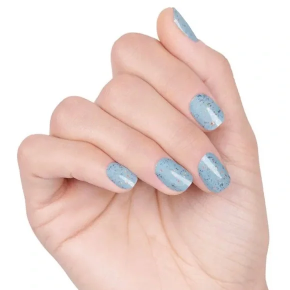 *Retired* Color Street: Just a Gleamer | Sky Blue Pearl Gold Glitter Holographic - Picture 9 of 11